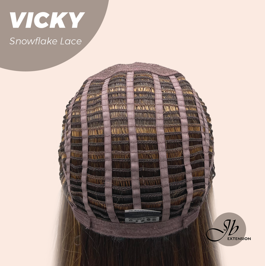 JBEXTENSION 20 Inches Caramel Pre-Cut Snowflake Lace Frontlace Glueless Wig VICKY【PERMATEASE】【BENDY EAR TABS】- S/M