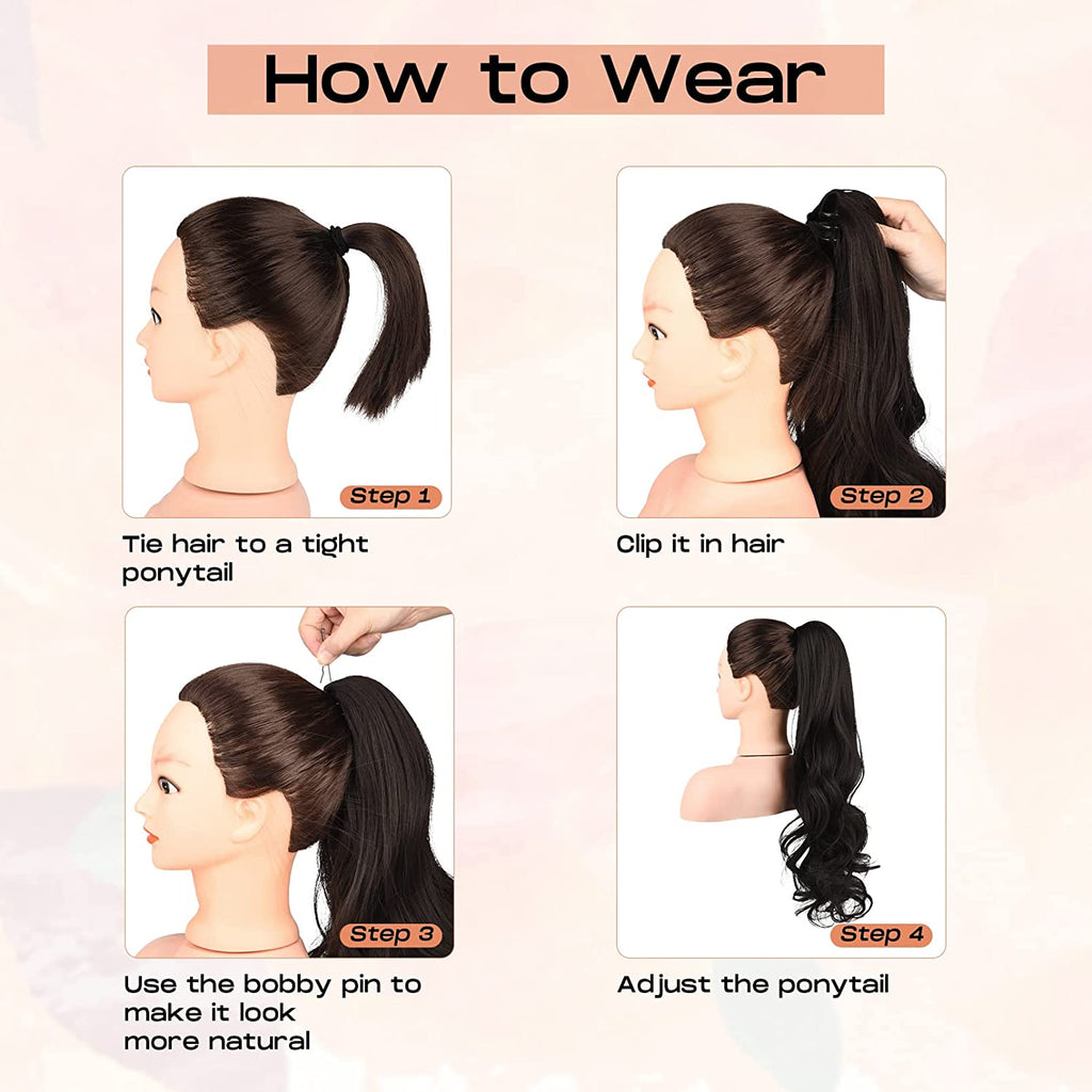 JBEXTENSION 28 Inch Clip Claw in Ponytail Extension No Wrap Around Long Wavy Curly Pony Tail Hair Fluffy Synthetic Hairpiece for Women