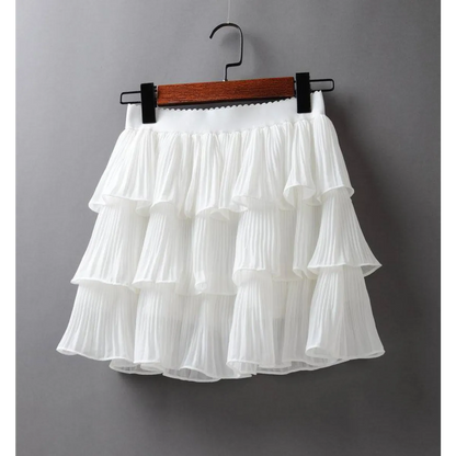 Boho Ruffle Mini Skirt With Elastic Waist