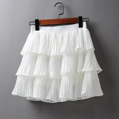 Boho Ruffle Mini Skirt With Elastic Waist