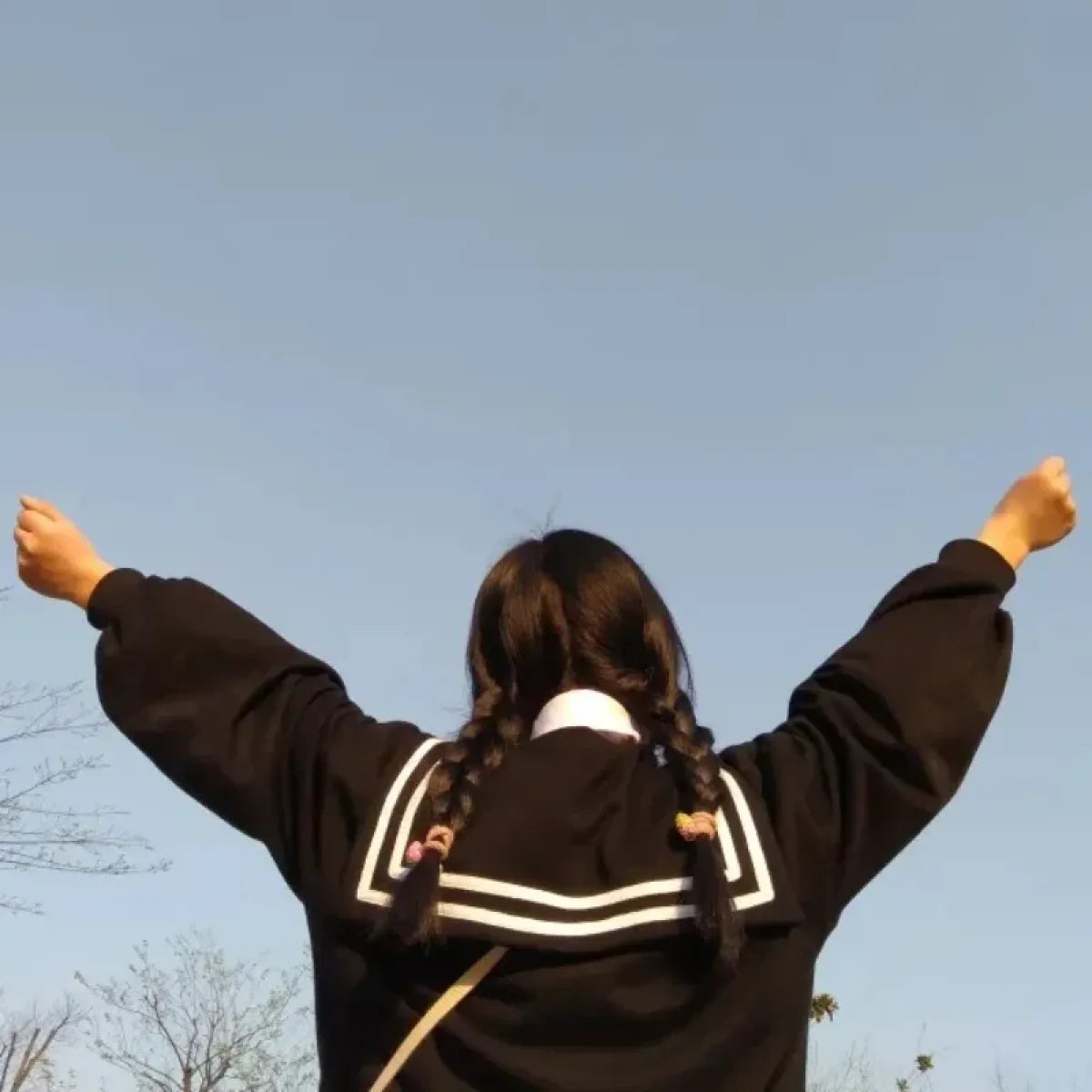 Black Sailor Collar Hoodie – Kawaii Preppy Lolita Sweatshirt