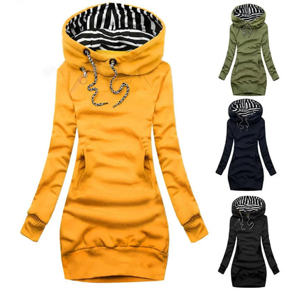 Casual Sweater Dress - Slim Fit Long Sleeve Pullover Sweatshirt