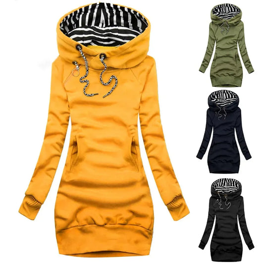 Casual Sweater Dress - Slim Fit Long Sleeve Pullover Sweatshirt