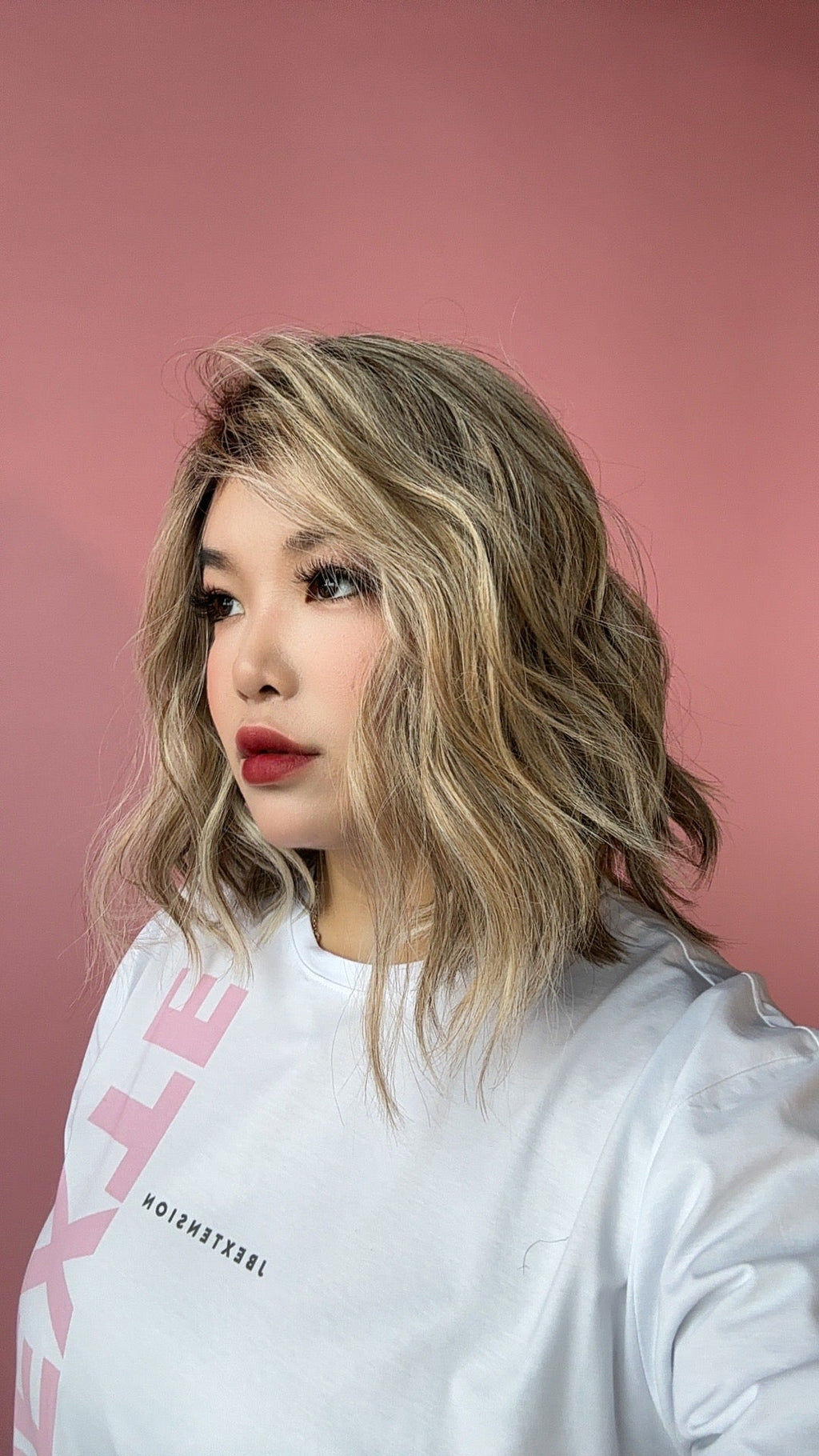 JBEXTENSION 14 Inches Wave Ash Caramel Blonde Women Fashion Full Machine Wig STINA【PLUS PERMATEASE】【BENDY EAR TABS】