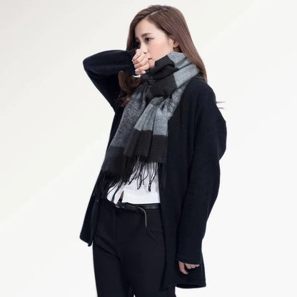 Warm Wide Striped Pashmina Scarf