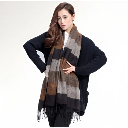Warm Wide Striped Pashmina Scarf