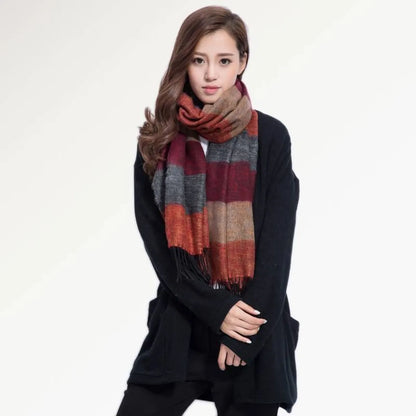 Warm Wide Striped Pashmina Scarf