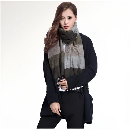 Warm Wide Striped Pashmina Scarf