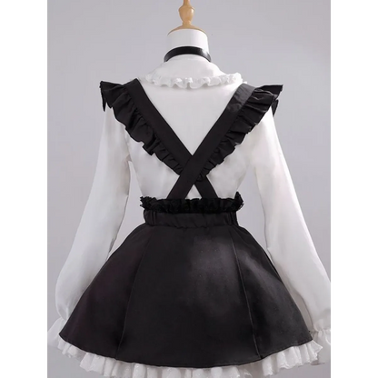 Black & White Sweet Lolita Blouse and Dress – Lace Ruffle Bow Detail