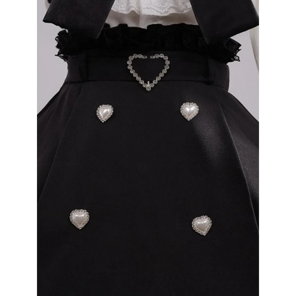 Black & White Sweet Lolita Blouse and Dress – Lace Ruffle Bow Detail