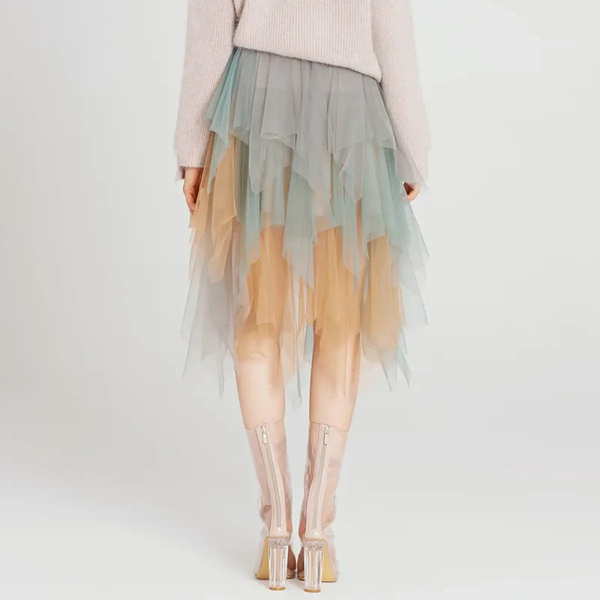 Tulle Midi Skirt for Women - Harajuku High Waist Fashion Summer Tutu