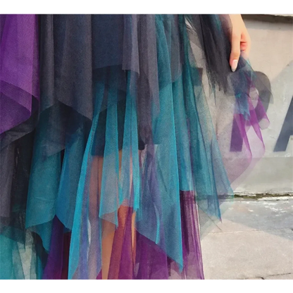 Tulle Midi Skirt for Women - Harajuku High Waist Fashion Summer Tutu