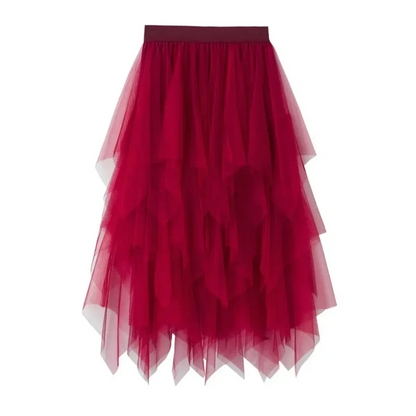 Tulle Midi Skirt for Women - Harajuku High Waist Fashion Summer Tutu
