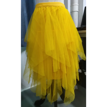 Tulle Midi Skirt for Women - Harajuku High Waist Fashion Summer Tutu