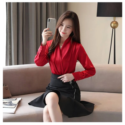 V-Neck Chiffon Blouse