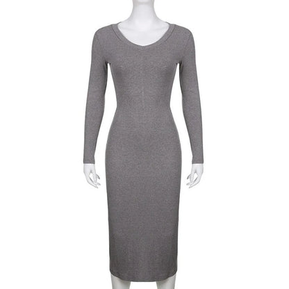 V-neck Knitted Dress