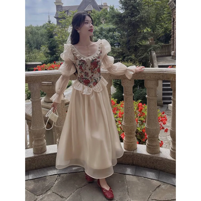 Vintage Floral Midi Dress