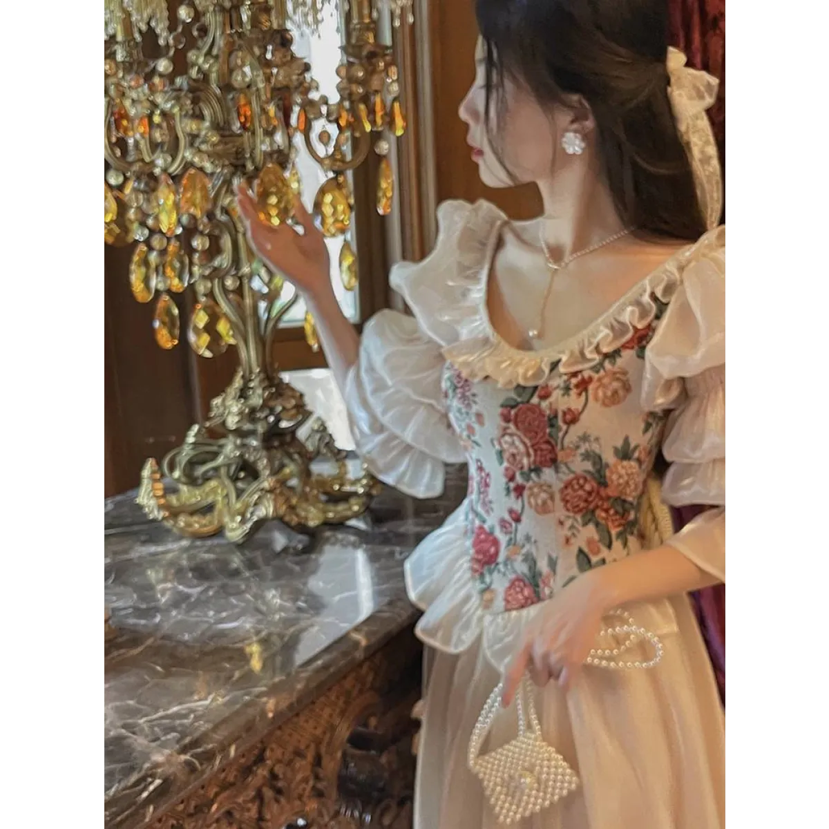 Vintage Floral Midi Dress