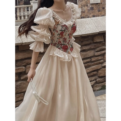 Vintage Floral Midi Dress