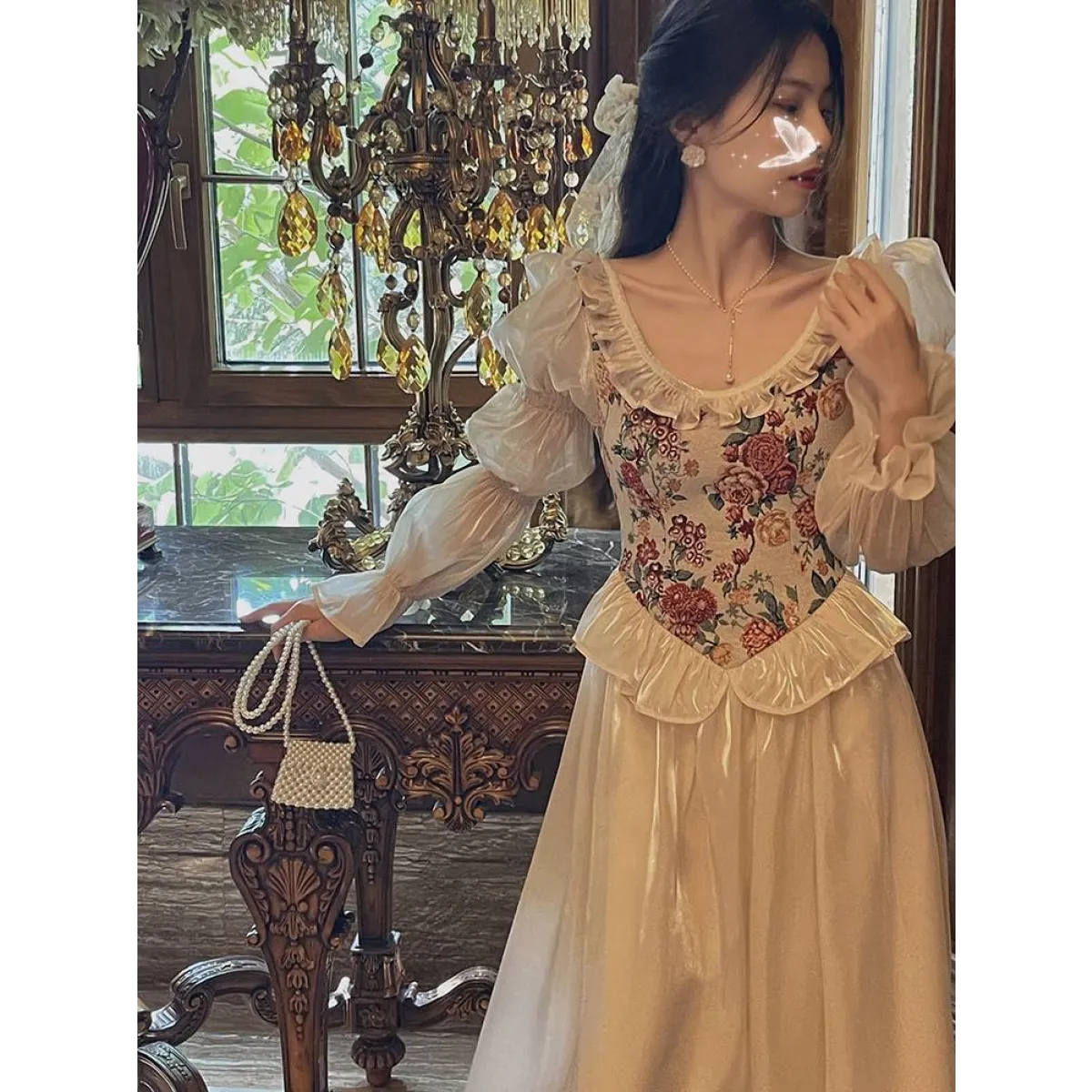 Vintage Floral Midi Dress