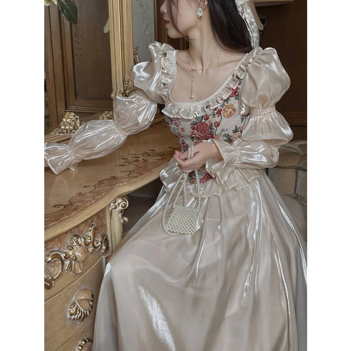 Vintage Floral Midi Dress