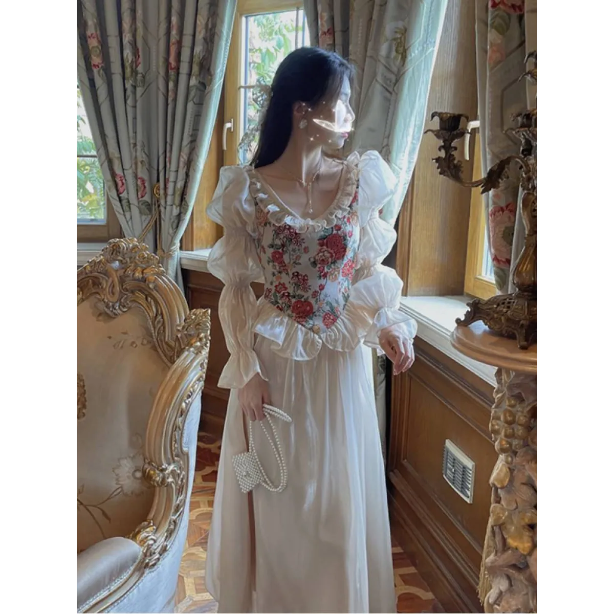 Vintage Floral Midi Dress