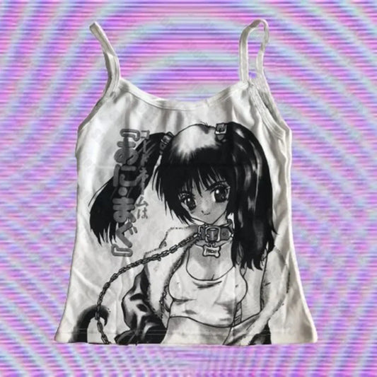 Vintage Gothic Fairycore Tank Top - Punk Graphic Crop