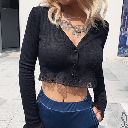 Vintage Gothic Lace Black Cardigan