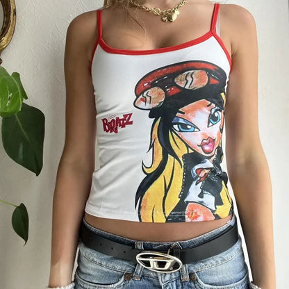 Anime Print Tank Top: Vintage Harajuku Streetwear