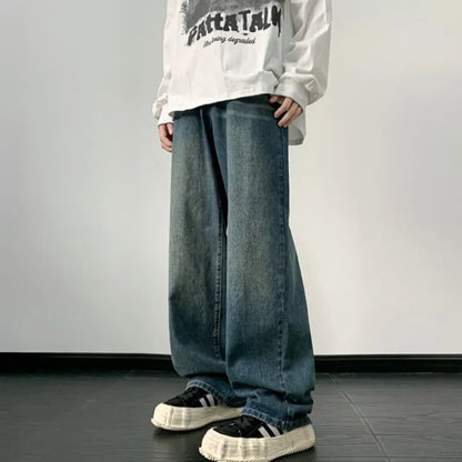 Vintage Wide Leg Denim Pants – Men's Harajuku Streetwear Jeans