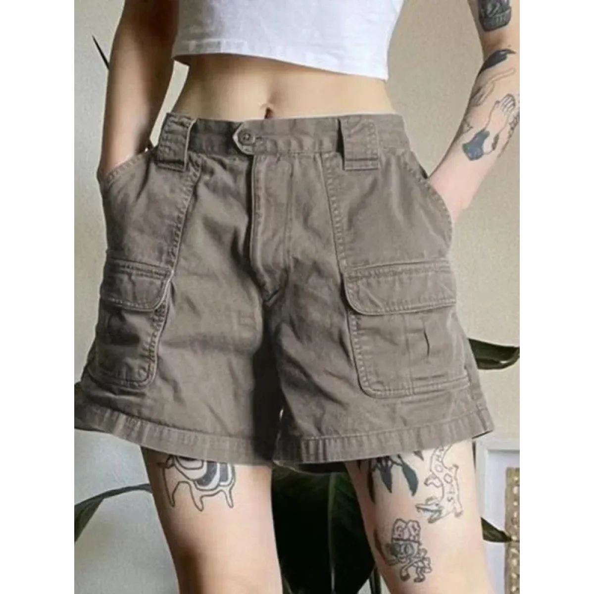 Vintage Y2K Cargo Shorts – Harajuku Streetwear Retro Denim