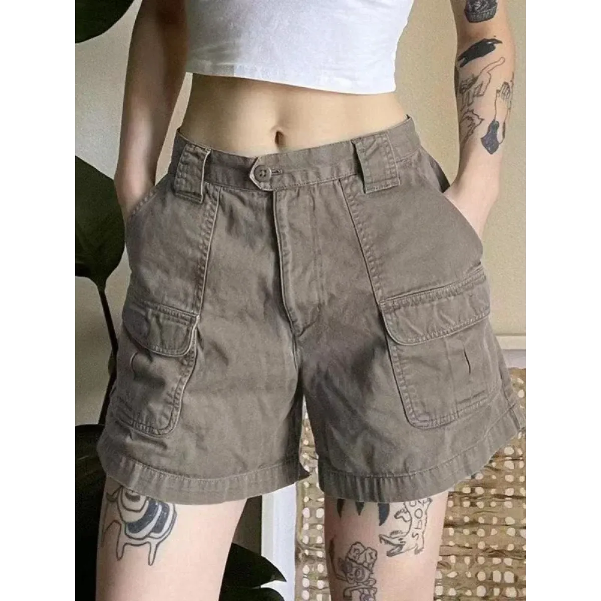 Vintage Y2K Cargo Shorts – Harajuku Streetwear Retro Denim