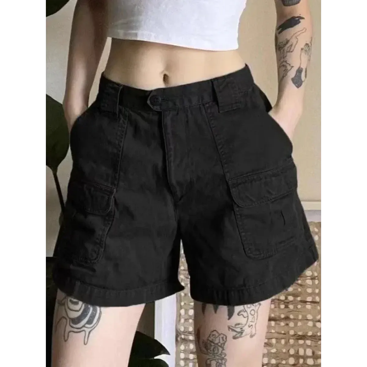 Vintage Y2K Cargo Shorts – Harajuku Streetwear Retro Denim