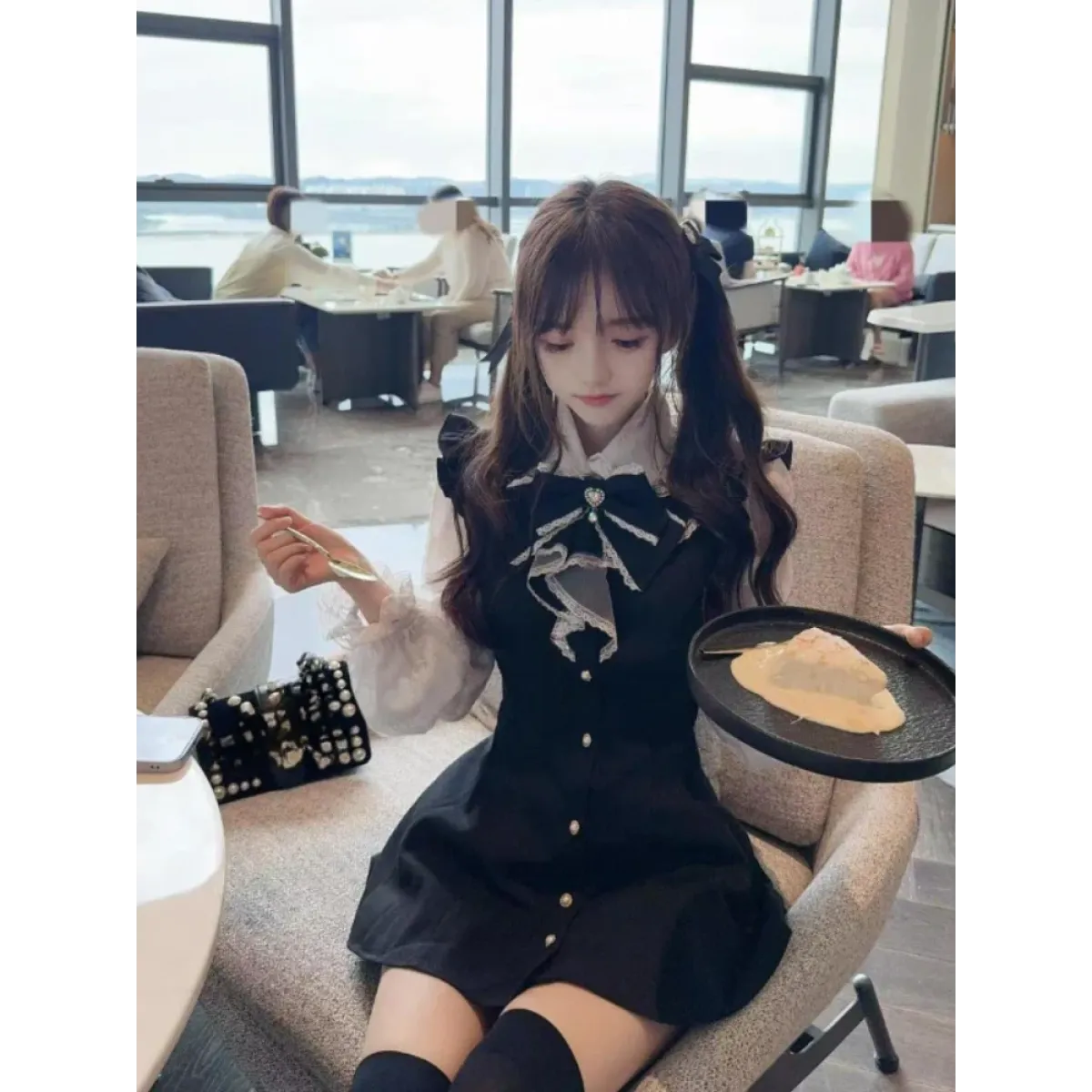 Black & White Bow Dress – Kawaii Lolita Preppy Vintage Style