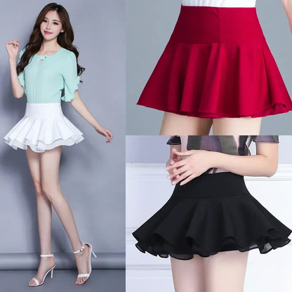 White Flared Kawaii Skater Skirt – High Waist Mini for Summer Looks