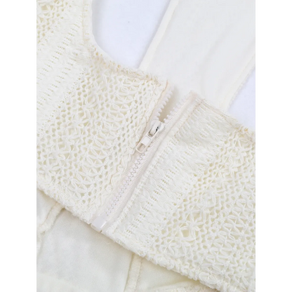 White Lace Turtleneck Dress: Sexy Slim Fit with Tassel Sleeves