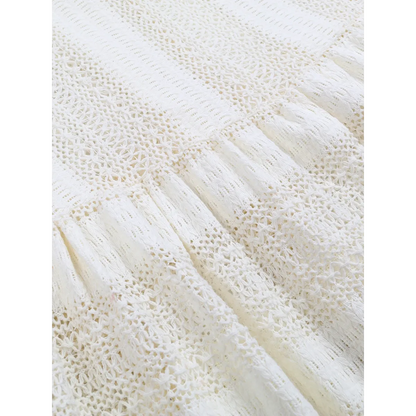 White Lace Turtleneck Dress: Sexy Slim Fit with Tassel Sleeves