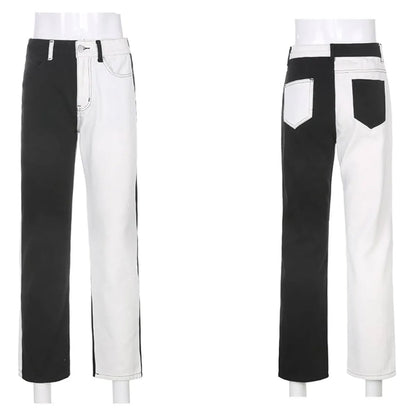 Black and White Patchwork Jeans
