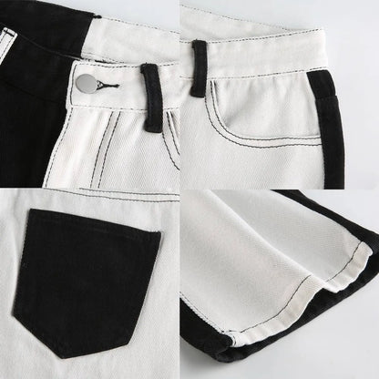 Black and White Patchwork Jeans