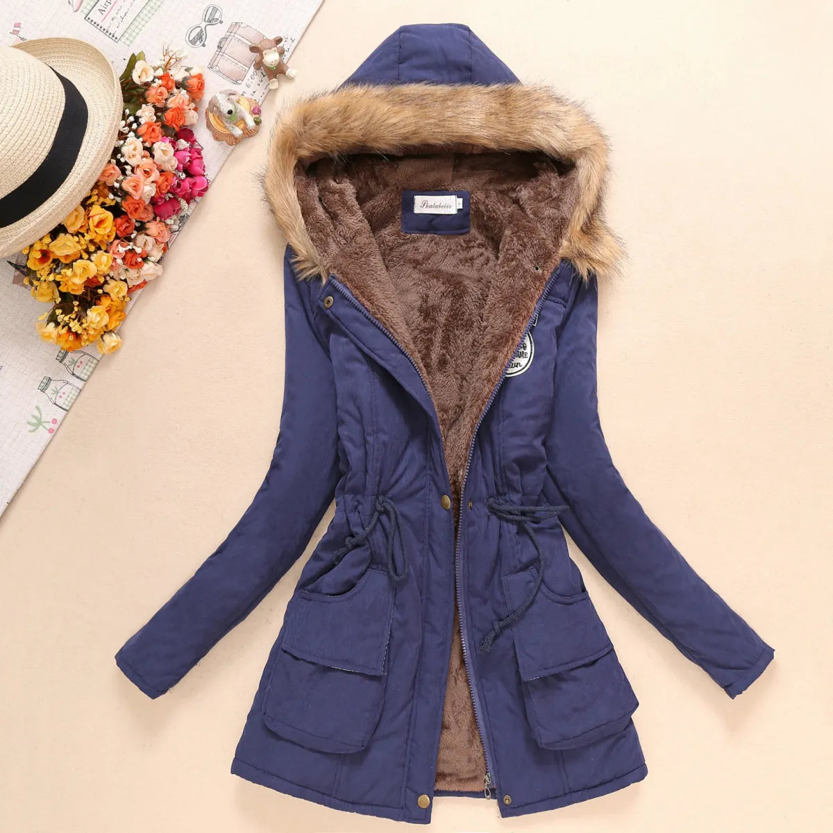 Women's Winter Cotton Jacket - Hooded Slim Fit Warm Parka