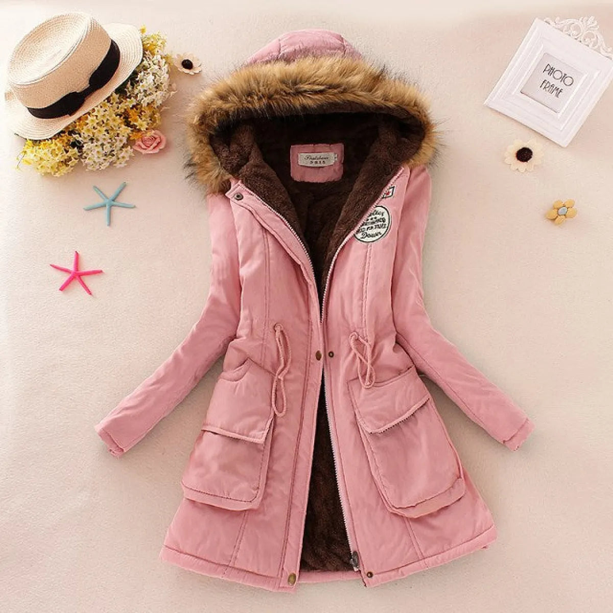 Women's Winter Cotton Jacket - Hooded Slim Fit Warm Parka