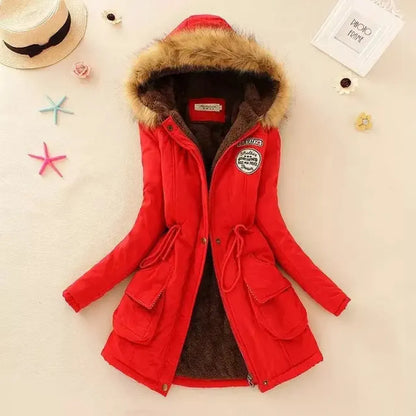 Women's Winter Cotton Jacket - Hooded Slim Fit Warm Parka