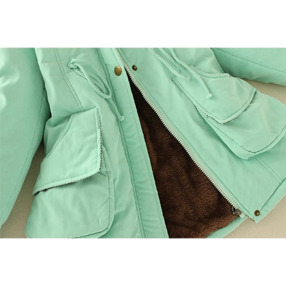 Women's Winter Cotton Jacket - Hooded Slim Fit Warm Parka