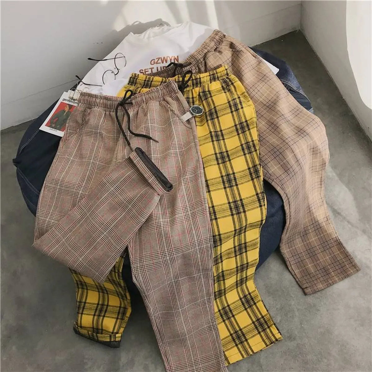 Women Streetwear Plaid Pants