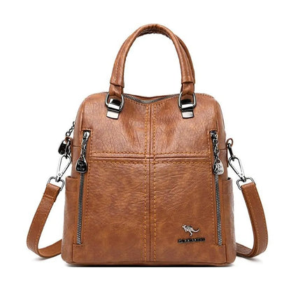 Women's Leather Shoulder Backpack