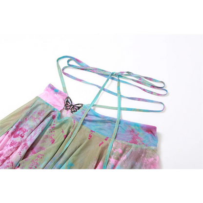 Tie-Dye Fairy Set – Butterfly Crop Top & Wrap Mini Skirt