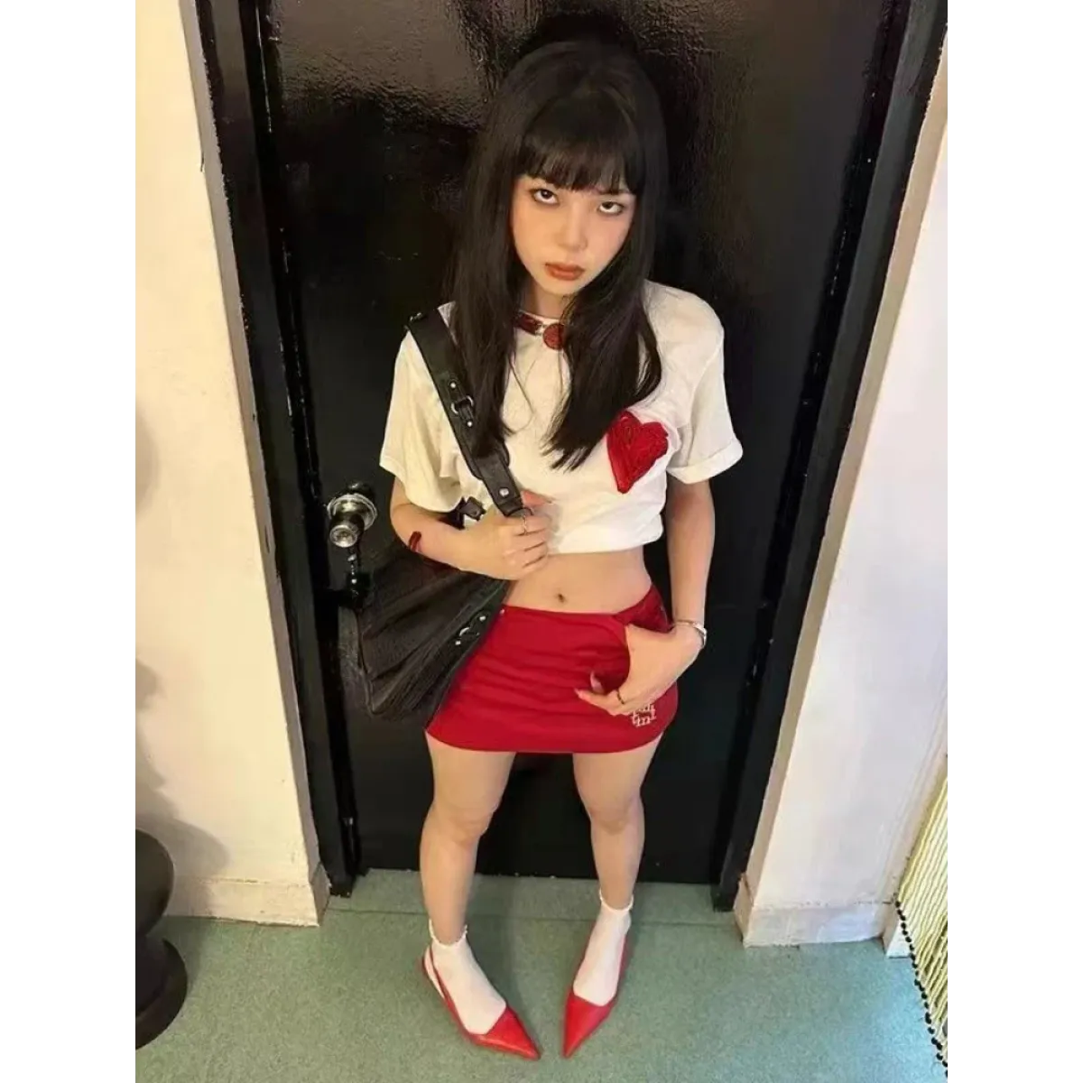 Y2K Bodycon Mini Skirt – Embroidered Detail