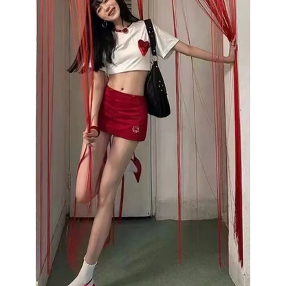 Y2K Bodycon Mini Skirt – Embroidered Detail