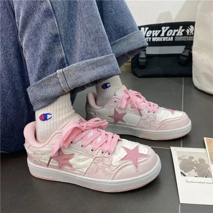Y2K Pink Flat Fashion Sneakers for Women