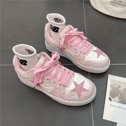 Y2K Pink Flat Fashion Sneakers for Women